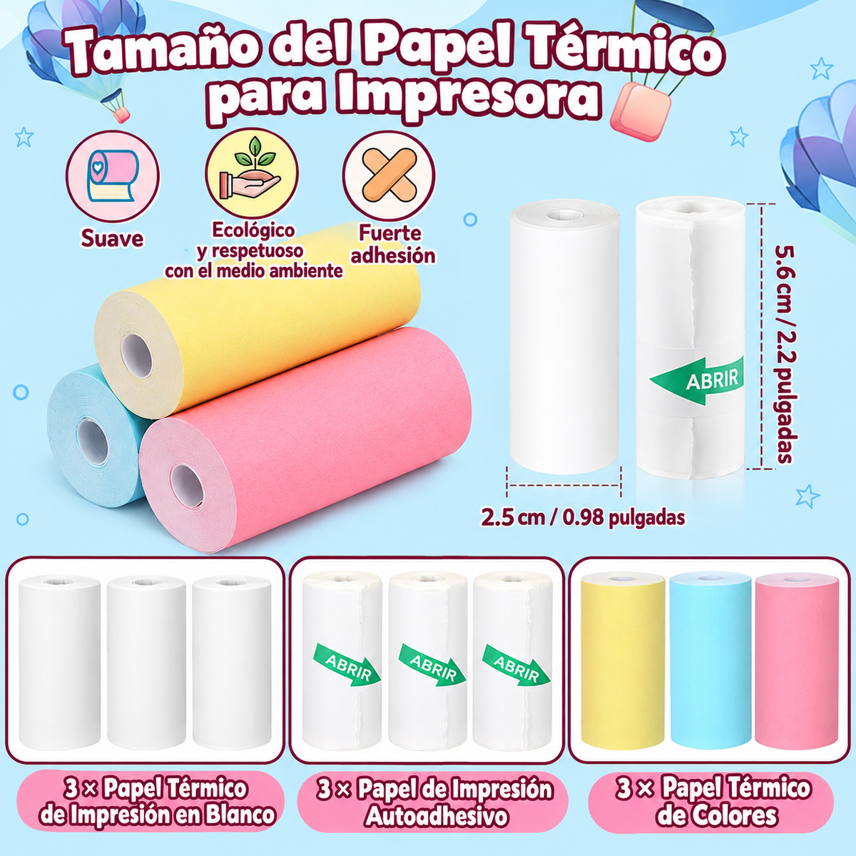 Papel adherente para impresora